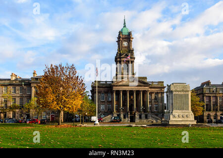 Birkenhead, England, UK - November 4, 2015: Trees display autumn colours outside the Birkenhead Town Hall in the town's Georgian-style Hamilton Square Stock Photo