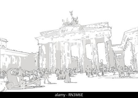 sketch / illustration of the brandenburg gate ( brandenburger tor), berlin germany Stock Photo