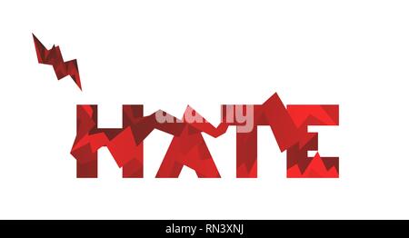 The word HATE vector sign on white background. Design element concept for typography Stock Vector
