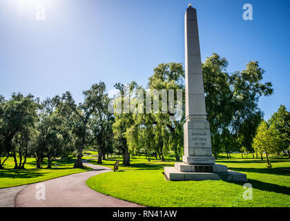 Adelaide Rundle public park view with the War Horse Memorial in Adelaide SA Australia Stock Photo