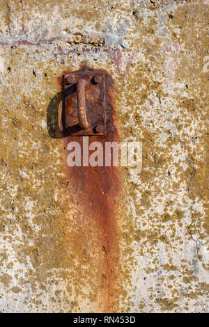 Closeup image of a rusty boat mooring ring Stock Photo