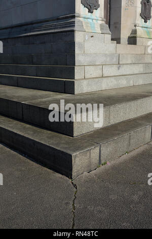Granite stepped plinth, base for whitehead tower in bury lancashire uk Stock Photo