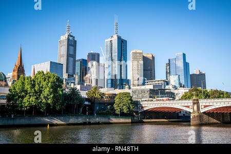 2nd January 2019, Melbourne Australia : Princes bridge and Melbourne skyline in Melbourne Victoria Australia Stock Photo