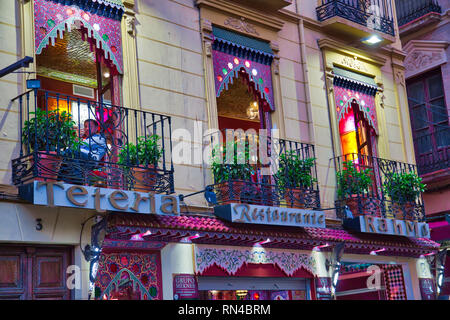 Granada, Spain-18 October, 2017: Typical Spanish restaurant serving national Spanish food in historic city center Stock Photo