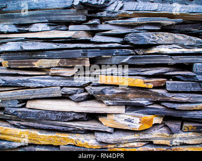 The walls are made from overlapping of sedimentary stone Stock Photo