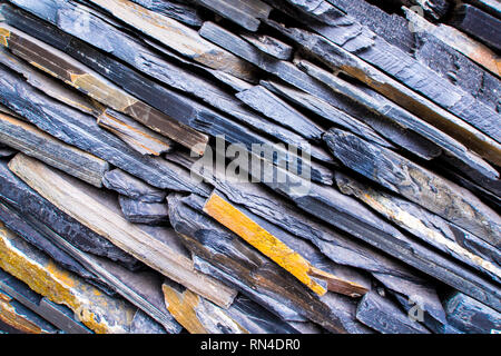 The walls are made from overlapping of sedimentary stone Stock Photo