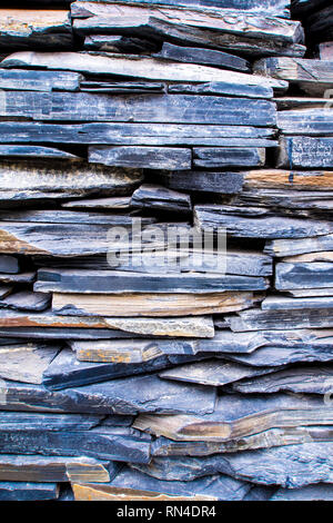 The walls are made from overlapping of sedimentary stone Stock Photo