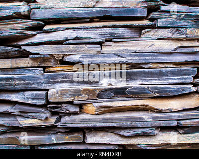 The walls are made from overlapping of sedimentary stone Stock Photo