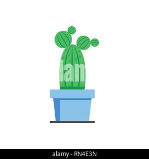 cactus plant icon illustration on white background. houseplants in flower pot. template logo ready for use. vector eps10 Stock Vector