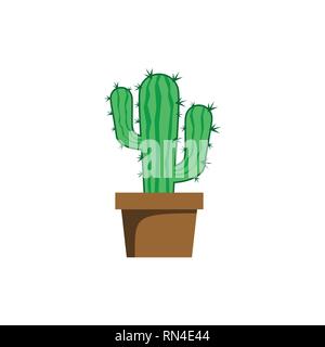 cactus plant icon illustration on white background. houseplants in flower pot. template logo ready for use. vector eps10 Stock Vector