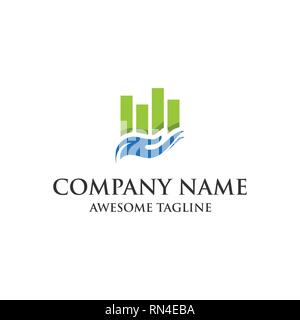 hand care financial logo. hand and business bar chart symbol. logo template ready for use, vector eps 10 Stock Vector
