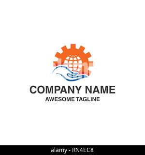 abstract logo with hand graphics and gears. vector logo template ready for use Stock Vector