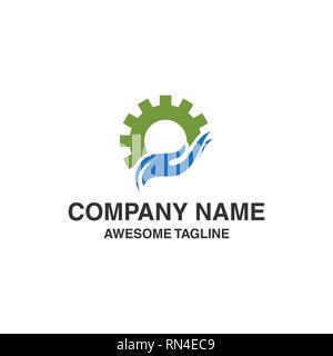 abstract logo with hand graphics and gears. vector logo template ready for use Stock Vector