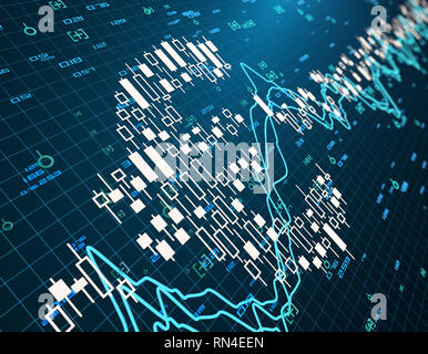 Economic stock market data and the euro, economic charts and statistics Stock Photo