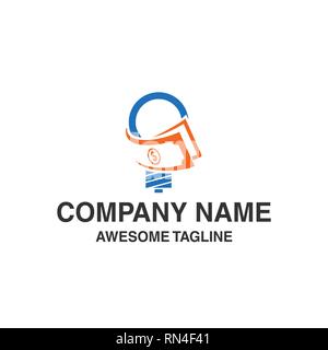 bulb lamp with money logo. innovations idea financial symbol. logo template ready for use Stock Vector