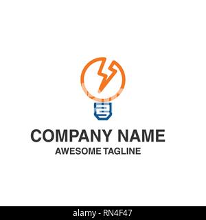 bulb lamp electrical logo. innovation idea electricity symbol. logo template ready for use Stock Vector