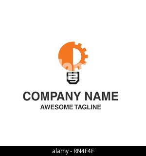 gear and bulb lamp symbol logo. idea logo. logo template ready for use Stock Vector