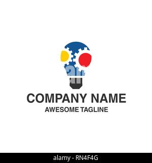 gear and bulb lamp symbol logo. idea logo. logo template ready for use Stock Vector