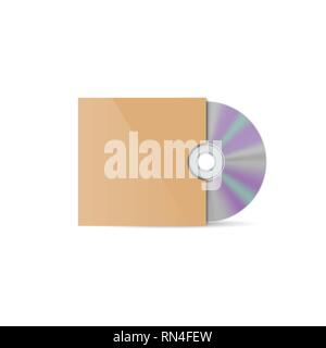 Color realistic envelope with a window for the CD, isolated on white background, vector illustration. Stock Vector