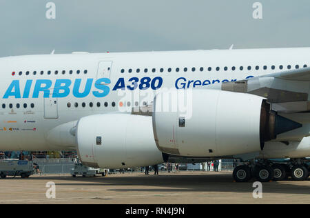 France, Seine Saint denis (93), Paris-Le Bourget airport, International Paris Air Show 2009, Airbus A380 with Rolls Royce Trent 900 motors