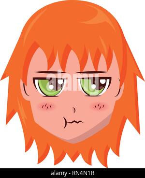 face girl anime manga comic Stock Vector