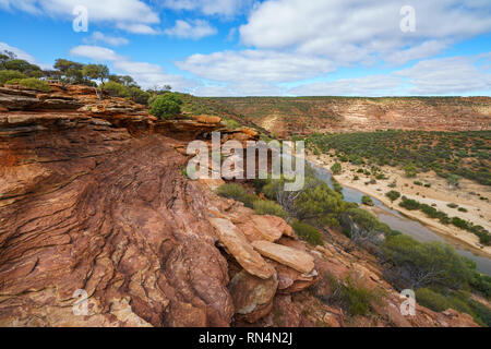 Hiking the canyon. natures window loop trail, kalbarri national park, western australia Stock Photo