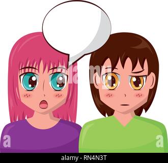 anime girls talking Stock Vector