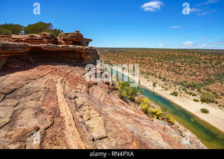 Hiking the canyon. natures window loop trail, kalbarri national park, western australia Stock Photo