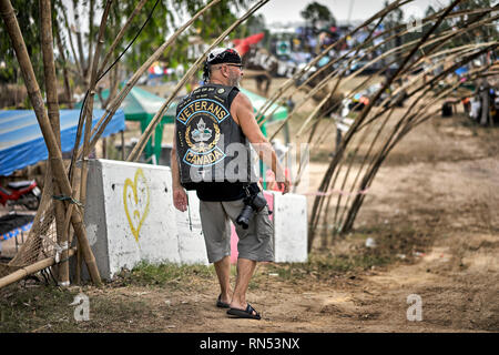 A member of the Veterans of Canada Motorcycle Club Stock Photo
