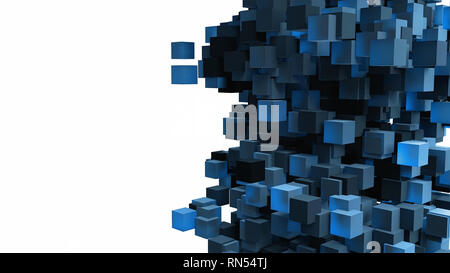 Blue 3D abstract cube on white background Stock Photo