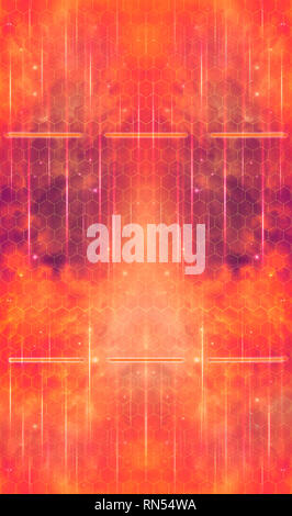 Seamless orange and violet texture with hexagon Stock Photo