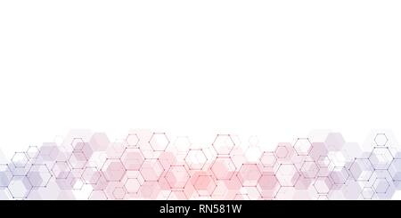 Geometric background texture with molecular structures and chemical engineering. Abstract background of hexagons pattern. Vector illustration for Stock Vector