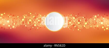 DNA strand and molecular structure. Genetic engineering or laboratory research. Background texture for medical or scientific and technological design Stock Vector