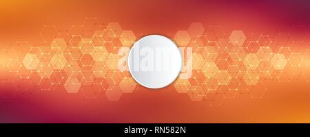 Geometric background texture with molecular structures and chemical engineering. Abstract background of hexagons pattern. Vector illustration for Stock Vector