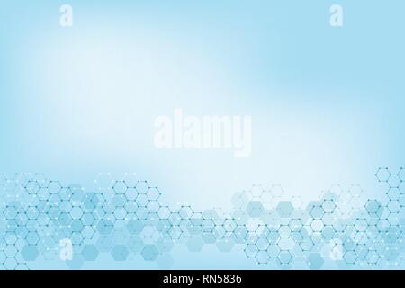 Geometric background texture with molecular structures and chemical engineering. Abstract background of hexagons pattern. Vector illustration for Stock Vector