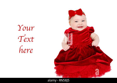 beautiful  little baby girl in red dress Stock Photo