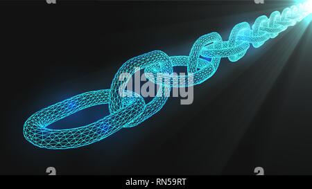 blue blockshain code concept. 3d low poly style vector illustration Stock Vector
