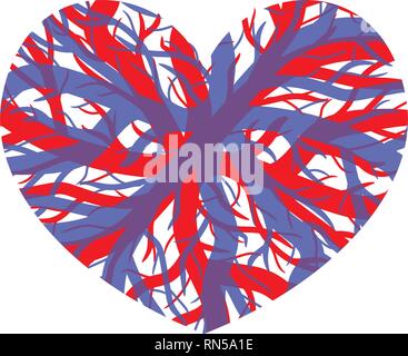 Circulatory System Heart Icon - Veins and Arteries Stock Vector