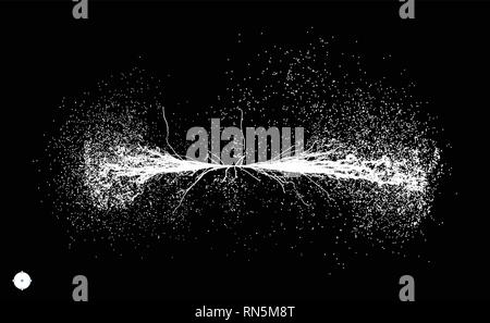 Point Explode. Array with Dynamic Emitted Particles. Abstract Dynamic Background. Vector Illustration. Stock Vector