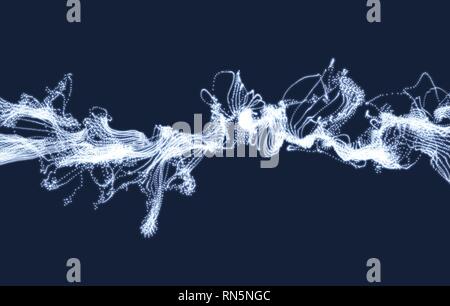 Electricity lighting effects. Array with Dynamic Particles. 3d Futuristic technology style. Abstract Background. Glowing points. Vector Illustration. Stock Vector