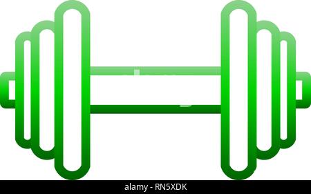 Weights symbol icon - green gradient realistic dumbbell outline, isolated - vector illustration Stock Vector