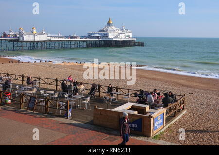 Eastbourne, UK. 17th Feb 2019. uk weather. Visitors to Eastbourne enjoy todays sunny weather. Credit:Ed Brown/Alamy Live News Stock Photo
