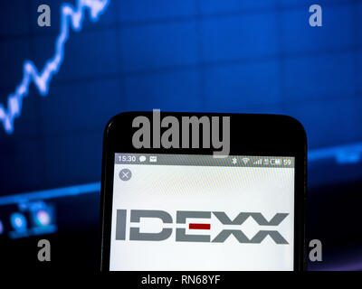 Ukraine. 17th Feb, 2019. IDEXX Laboratories, Inc. logo seen displayed on a smart phone. Credit: Igor Golovniov/SOPA Images/ZUMA Wire/Alamy Live News Stock Photo