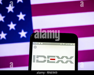 Ukraine. 17th Feb, 2019. IDEXX Laboratories, Inc. logo seen displayed on a smart phone. Credit: Igor Golovniov/SOPA Images/ZUMA Wire/Alamy Live News Stock Photo