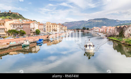 View from the bridge of Bosa, a coloful small village  in Sardinia, Italy Stock Photo