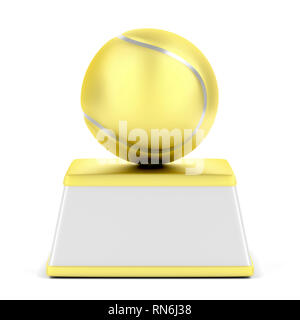 Gold tennis ball trophy on white background Stock Photo