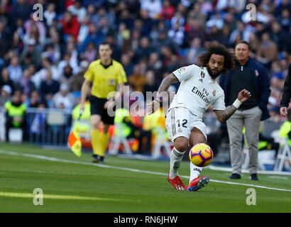 Marcelo (Real Madrid) seen in action during the Spanish La Liga match between Real Madrid and Girona CF at the Santiago Bernabeu Stadium in Madrid, Spain. ( Final score; Real Madrid 1 : 2 Girona ) Stock Photo