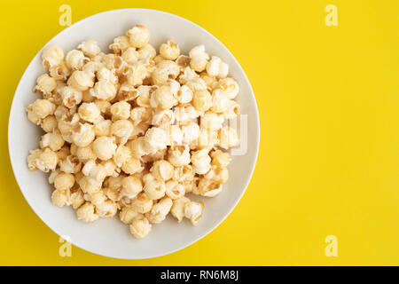 Pop corn on pastel color background.Food and snack concepts ideas.Minimal style Stock Photo