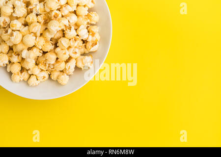 Pop corn on pastel color background.Food and snack concepts ideas.Minimal style Stock Photo