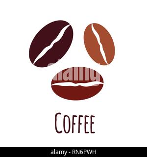 Vector coffee beans icon. Simple flat illustration Stock Vector